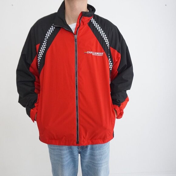 North End Climate Where Black Red Nylon Challenger Racing Delaware Speedway Coat - Picture 2 of 12